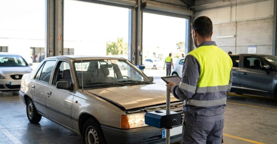 Revisión de un coche en una estación de ITV
